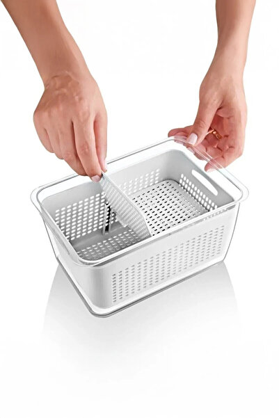 Arar Home 3-Piece 9 Liter Strainer Compartment Organizer Refrigerator Airtight Storage Container