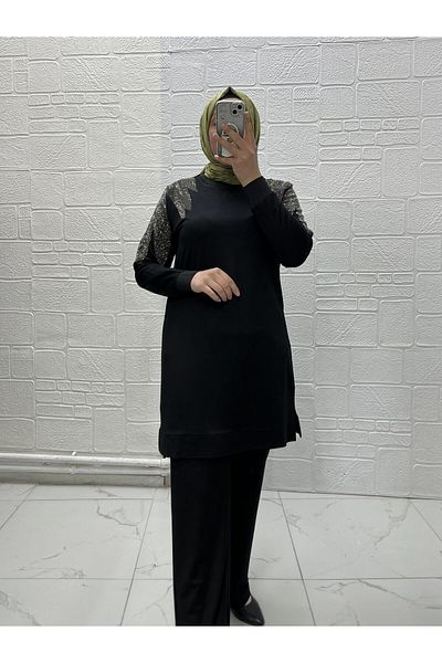 Zeynep Butik Modal Fabric Shoulder Stones Trousers Double Suit 1739