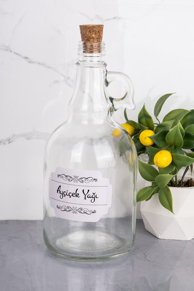 MODA OZY 2'li Mantar Tıpalı 1000 ml Cam Yağdanlık Ayçiçek Yağı/zeytin Yağı Şişesi