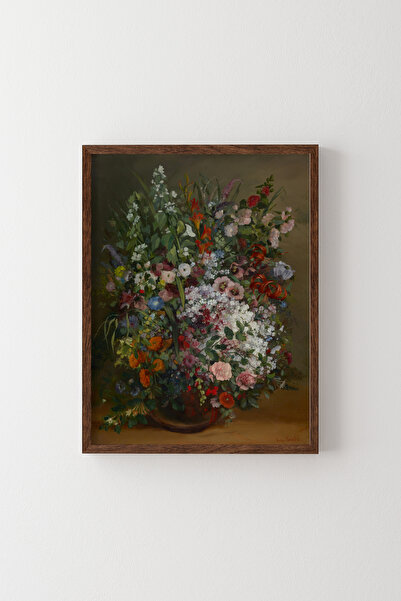 epiqart Vazoda Çiçek Buketi - Ahşap Desenli Çerçeve