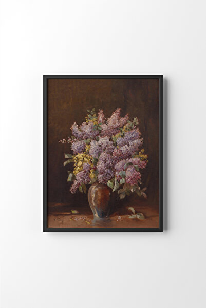 epiqart Lilacs in a Vase - Black Frame
