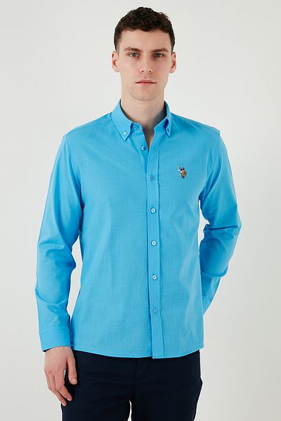 U.S. Polo Assn. Мъжка риза с яка с копчета и лого, 100% памук, стандартна кройка G081GL0042084002
