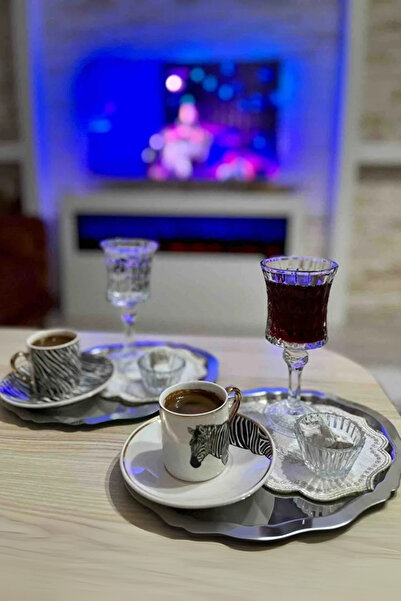 Yaren Style 6'lı Lüx Oval Kahve Sunum Tepsisi | Paslanmaz Kararmaz Kahve, Çay, Dekoratif Sunum Tepsi 25x20cm