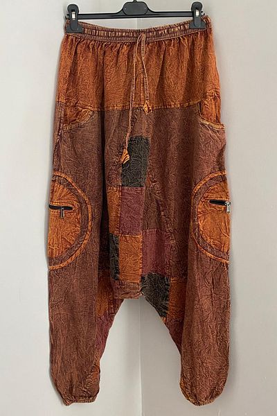 AYASOFYA OTANTIK Unisex Nepal Cinnamon Ethnic Αυθεντικό Casual Bohemian Shalwar με ελαστική μέση και πόδια με λεπτομέρεια τσέπης