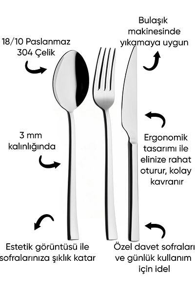 Rollers İnci 8-Person 40-Piece Cutlery Set