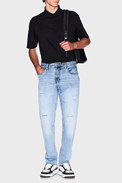 Armani Exchange Βαμβακερό κανονικό μπλουζάκι με κουμπιά γιακά πόλο Ανδρικό μπλουζάκι με λαιμόκοψη XM 000484 AF103