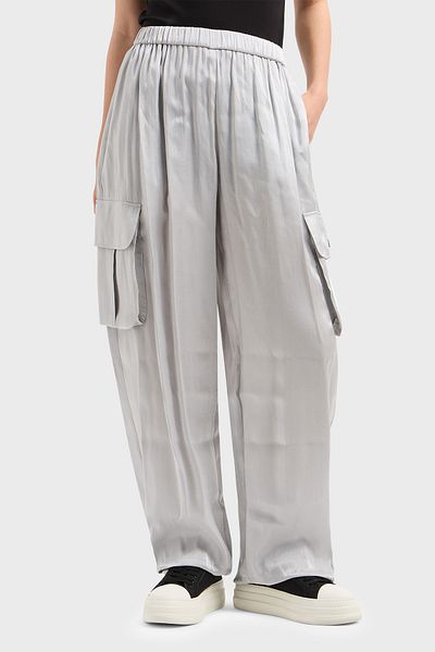Armani Exchange Relaxed Fit Elastic Leg Glitter Satin Cargo Pants Pants Xw 000139   Af10839