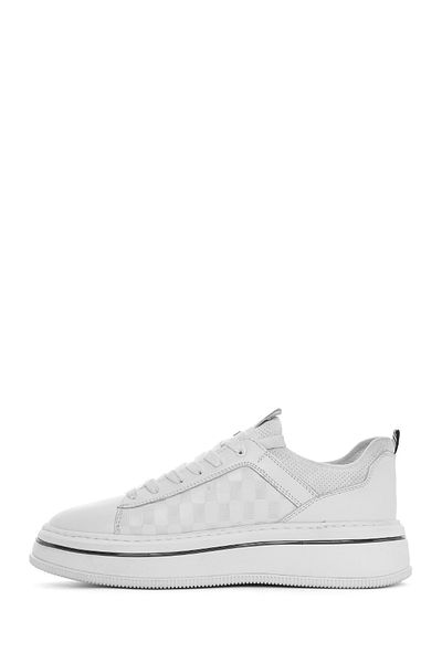 Derimod Men's White Lace-Up Thick Sole Leather Sneaker 25Sfd 650214