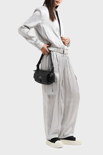 Armani Exchange Relaxed Fit Elastic Leg Glitter Satin Cargo Pants Pants Xw 000139   Af10839