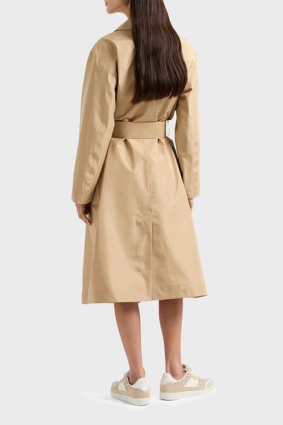 Armani Exchange Loose Fit Double Breasted Collar Belt Detailed Long Trench Coat Trench Xw 001176   Af12806 U