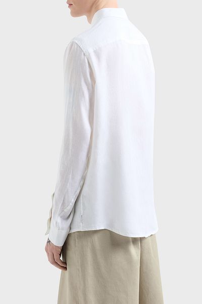 Armani Exchange 100% Linen Regular Fit Straight Collar Shirt Men's Shirt Xm 001221   Af14619 U0001