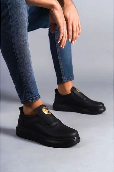 Moda Raperin Hippo laceless leather men's daily sneaker shoes st - black
