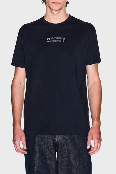 Armani Exchange Armani Exchage 100% βαμβακερό κανονικό μπλουζάκι με λογότυπο με λαιμόκοψη Ανδρικό T SHIRT XM 000539   AF10362 U