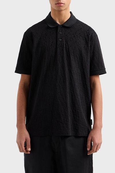 Armani Exchange Ανδρικό μπλουζάκι POLO με ανάγλυφο λογότυπο 100% βαμβάκι με κανονική εφαρμογή με κουμπιά