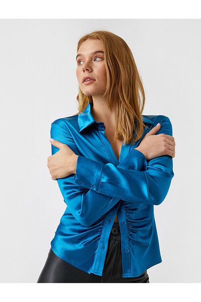 Koton Gathered Satin Shirt