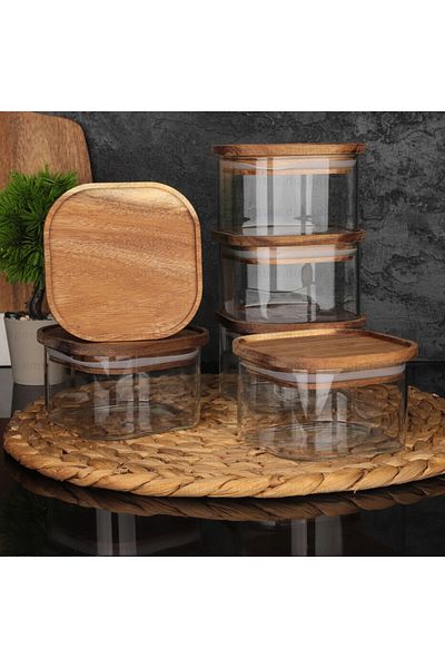 MİEN Bor-016 M/5 Breakfast Set with Acacia Lid