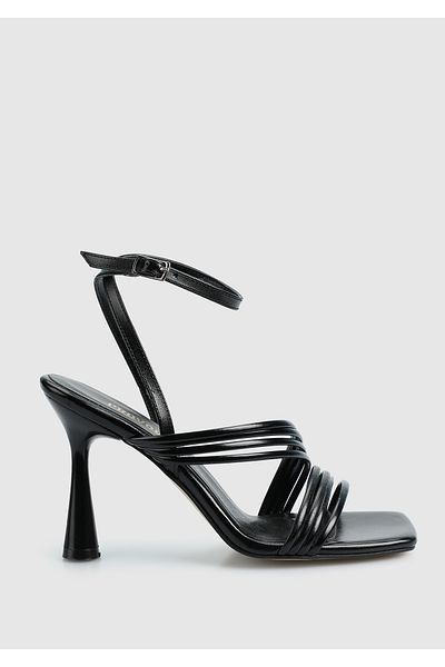 Provoq Black Women's Heeled Sandals