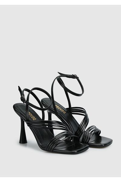 Provoq Black Women's Heeled Sandals
