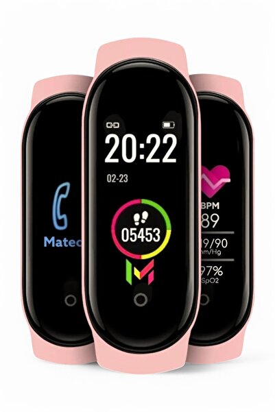 MATEO Pembe M4 Akıllı Bileklik Renkli Ekran(2025) ios Android Uyumlu Bluetooth Ekran Teması Değiştirme