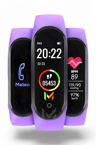 MATEO Lila M4 Akıllı Bileklik Renkli Ekran(2025) ios Android Uyumlu Bluetooth Ekran Teması Değiştirme