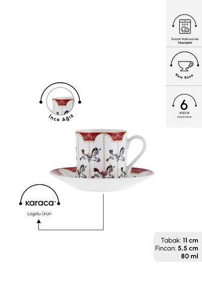 Karaca Carousel 6 Person Coffee Cup 80 ml