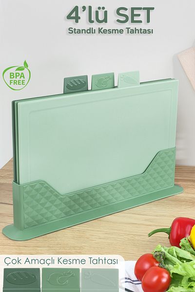 Meleni Home طقم ألواح متعددة الاستخدامات مكون من 4 قطع - حامل أفقي - أخضر