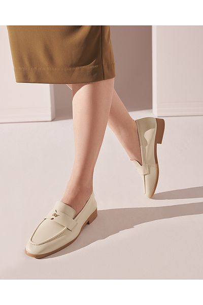 Hotiç Genuine Leather Ecru Women's Loafer