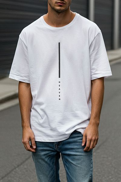 Trendyol Collection Weißes Oversize-T-Shirt mit Textdruck (TMNSS23TS00261)
