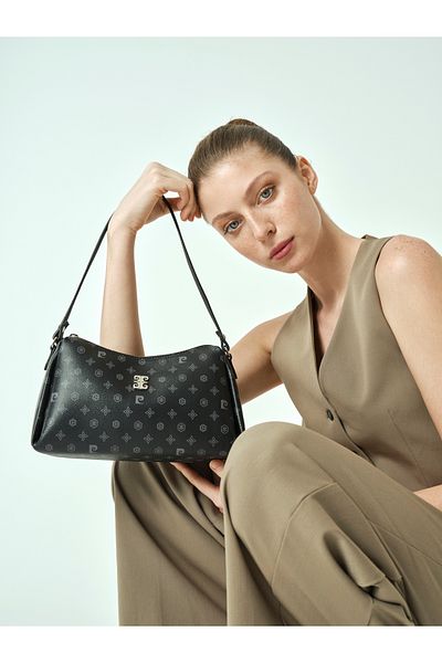 Pierre Cardin Czarna torba damska na ramię z monogramem
