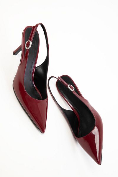 SOHO Claret Red Patent Leather Women's Classic Heeled Shoes 20497