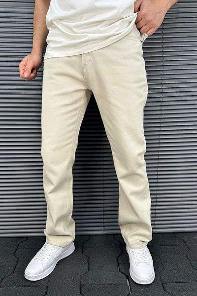Trendyol Collection 100% βαμβακερή κρέμα φαρδύ πόδι Gabardine - Άνετο παντελόνι TMNSS25PL00039