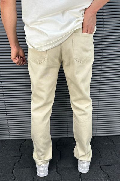 Trendyol Collection 100% βαμβακερή κρέμα φαρδύ πόδι Gabardine - Άνετο παντελόνι TMNSS25PL00039