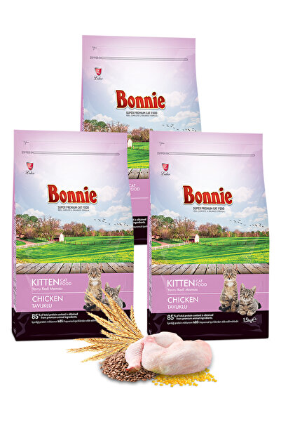 Bonnie Tavuklu Yavru Kedi Maması 1,5 Kg X 3 Adet