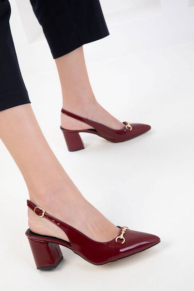 SOHO 20368 Klasické dámské boty na podpatku z lakované kůže Claret Red