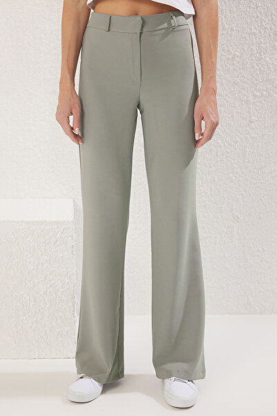 Trendyol Collection Gray Low Waist Slight Flare Woven Pants Twoss25Pl00078