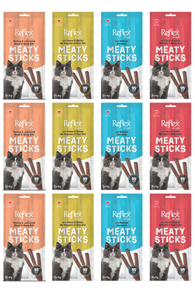Reflex 4 Çeşit Karma Kedi Ödül Çubuğu 12 Li Set