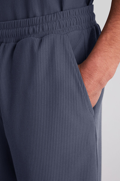 Trendyol Collection Limitovaná edice Indigo – Texturované osmanské šortky širokého střihu Tmnss24Sr00037