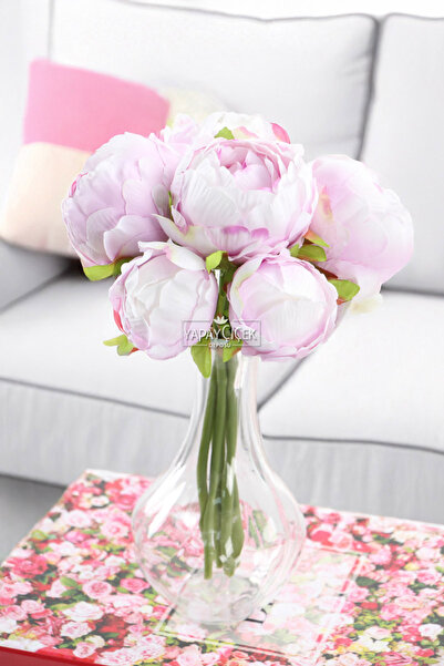 Yapay Çiçek Deposu Изкуствени цветя 6-парчен букет от копринени божури 25 см Лилаво