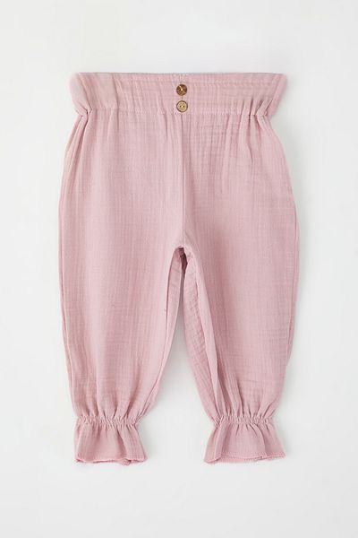 TRENDYOLKIDS Rosa Baby Mädchen 100% Baumwolle Basic elastische Musselin gewebte Hose TKDSS25PL00013