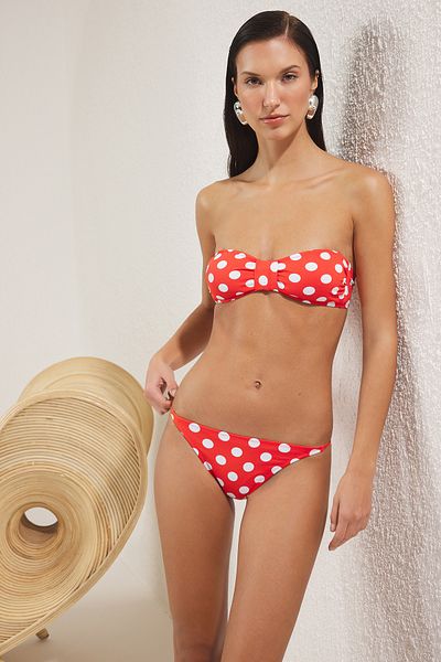 Trendyol Collection Polka Dot Bralette Brazilian Bikini Set Tbess25Bt00195