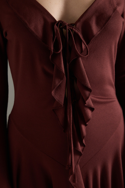 Trendyol Collection Καφέ πλεκτό μίνι φόρεμα παραλίας TBESS25EL00130