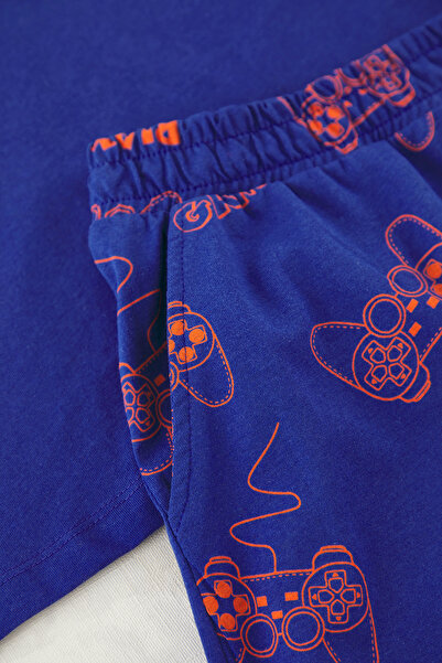 Trendyol Collection Marineblaues, reguläres bedrucktes Homewear-Pyjama-Set TMNSS25PT00060