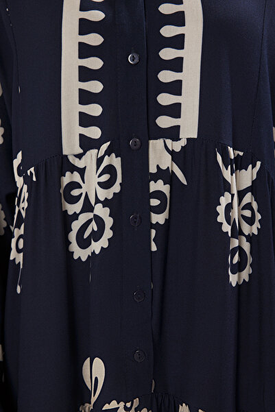 Trendyol Modest Navy Blue Viscose Woven Dress Tctss24Eb00221