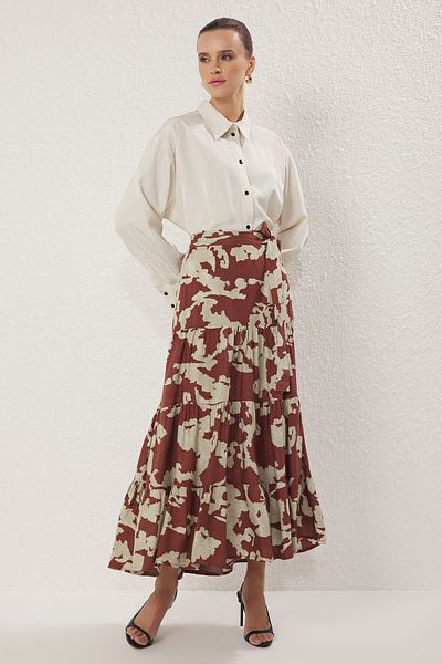 Trendyol Modest Ethnic Patterned Tile Woven Skirt Tctss25Ee00011