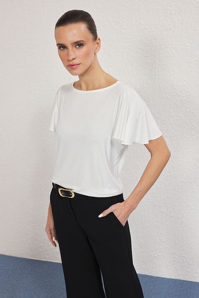 Trendyol Collection Ecru Viscose Sleeves, Excessively Draped Sample Blouse