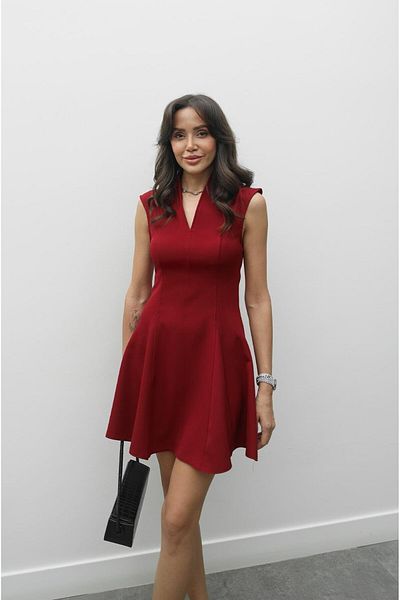 Havoş Φόρεμα μπορντό Monica V-Neck Flounce