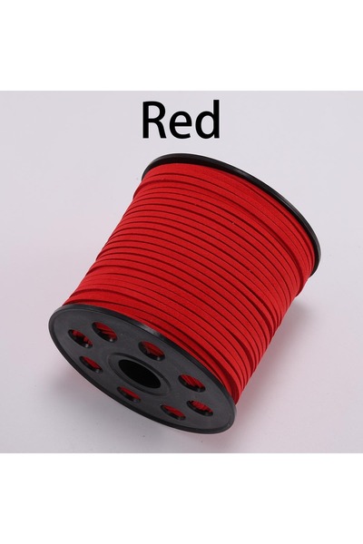 St.kunkka حبل مضفر من الجلد السويدي الصناعي مسطح 2.5 مم × 5 أمتار أحمر 5/10/2...