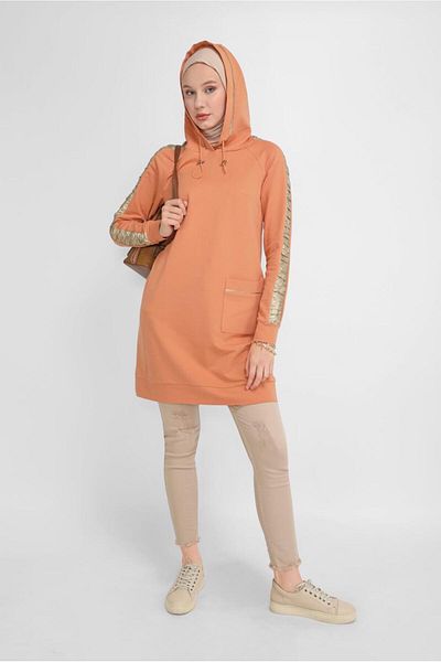 Alvina Yaldiz Printed Hood Lace-Up Tunic 41692