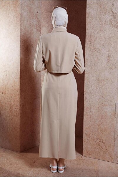 Alvina 44719 Model Brooched Striped Skirt Set