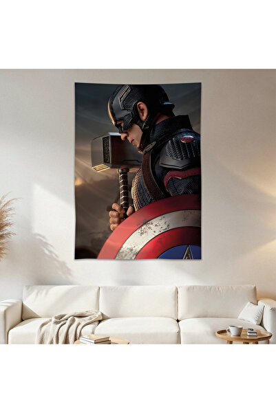 Geek Cultcha Captain America Wall Cloth Wall Tapestry First Quality Satin Fab...